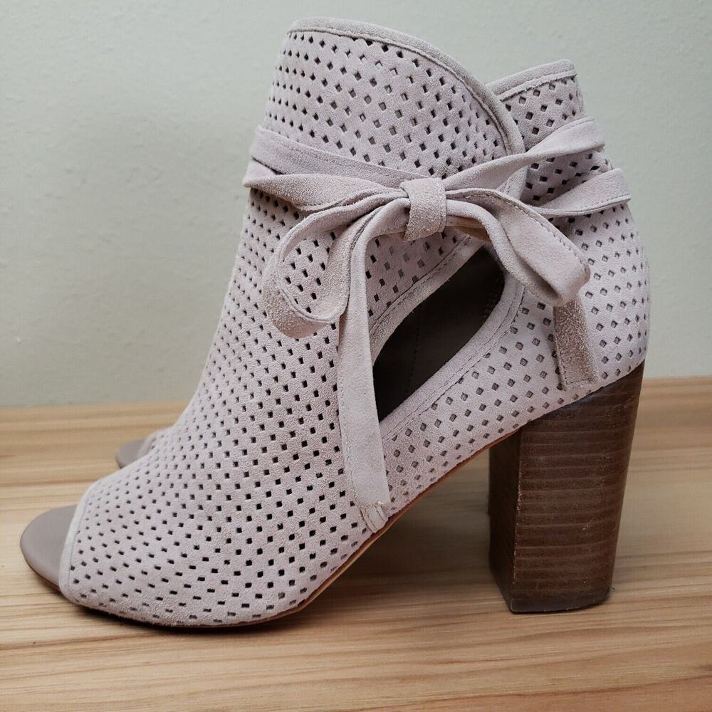 Sam Edelman‎ Womens Ellery beige Leather Perforated Open Toe Booties Size 9M